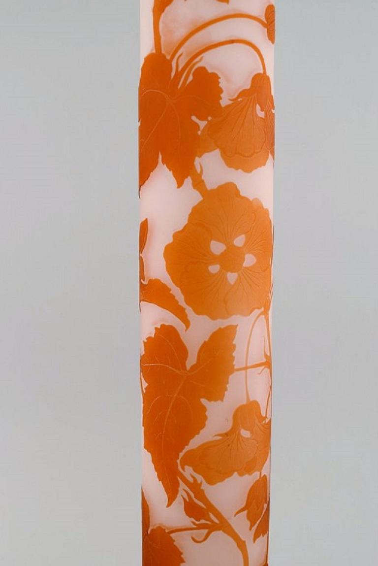 Colossal Antique Emile Gallé Vase in Frosted and Orange Art Glass 2