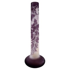 Colossal Antique Emile Gallé Vase in Frosted and Purple Art Glass, Ca 1920