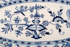 Colossal Antique Meissen "Blue Onion" Fish Dish in Hand Painted Porcelain