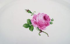 Colossal Antique Meissen Serving Dish in Hand Painted Porcelain with Pink Roses