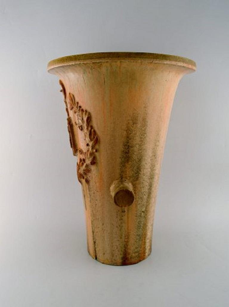 Kolossale Arne-Bang-Unikat-Vase aus glasierter Keramik:: mit Äskulapstab im Zustand „Gut“ im Angebot in Copenhagen, DK