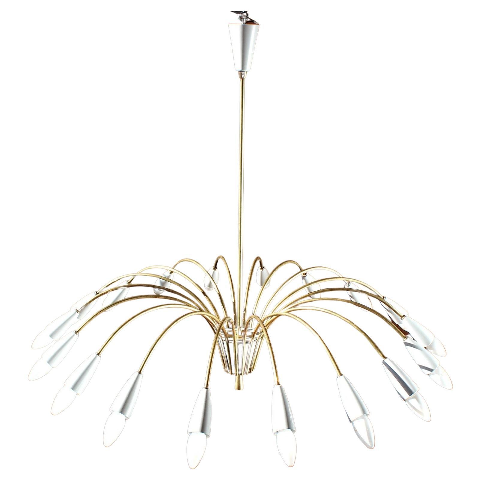 Colossal Ballroom Spider Brass & Light Grey Sputnik Chandelier, Germany 1950s 