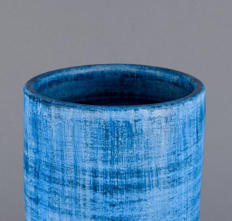 Glazed Colossal cylinder-shaped floor vase in ceramic. 1970s/80s For Sale