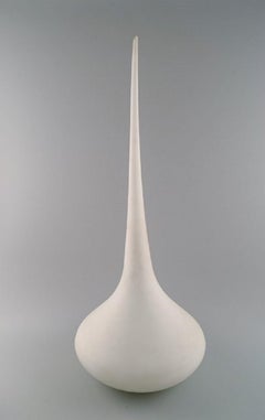 Colossal-Tropfenförmige Murano-Vase aus mattem, weißem, mundgeblasenem Kunstglas