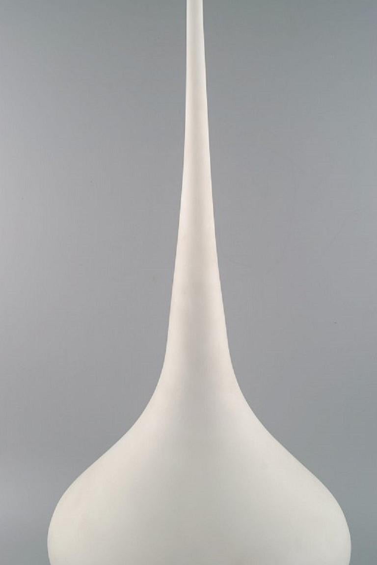 20th Century Colossal Drop-Shaped Murano Vase in Matt White Mouth-Blown Art Glass For Sale