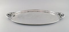 Colossal Georg Jensen Blossom Serving Tray in Hammered Sterling Silver