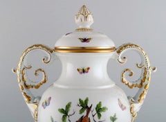 Colossal Herend Ornamental Vase with Handles in Hand Painted Porcelain