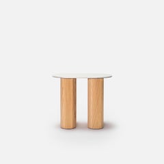 Colossal II Two-Legged Side Table in Aluminum & Ash Wood by Medium Small