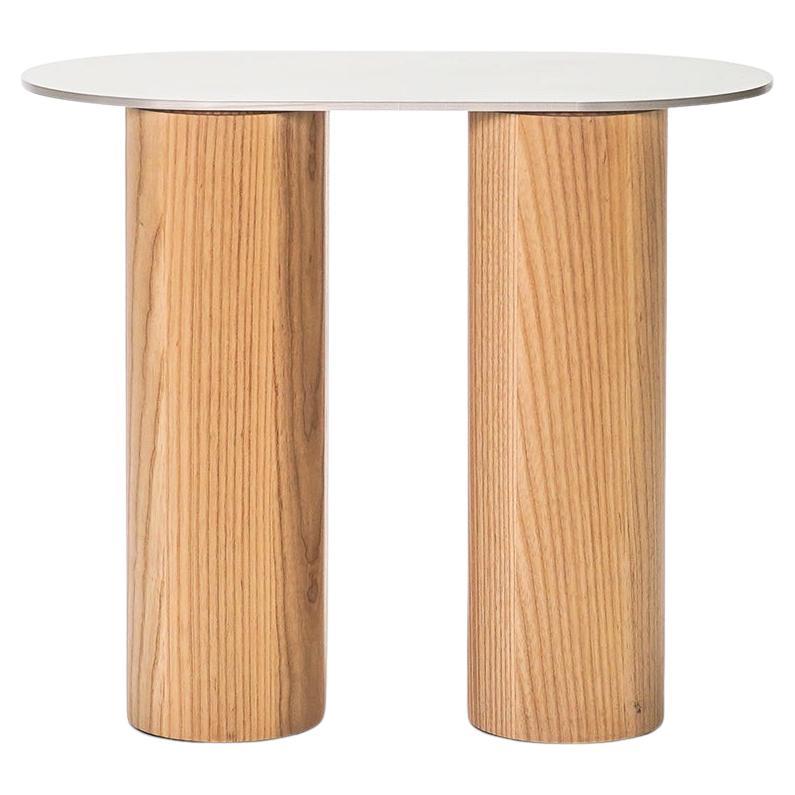 Colossal II Two-Legged Side Table in Aluminum & Ash Wood by Medium Small