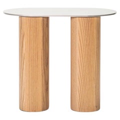 Colossal II Two-Legged Side Table in Aluminum & Ash Wood by Medium Small