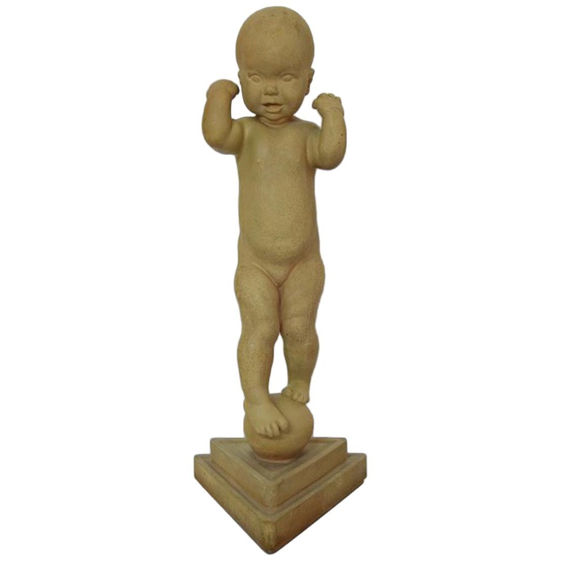 Colossal Kai Nielsen Figure of terracotta, 'A little Globetrotter'