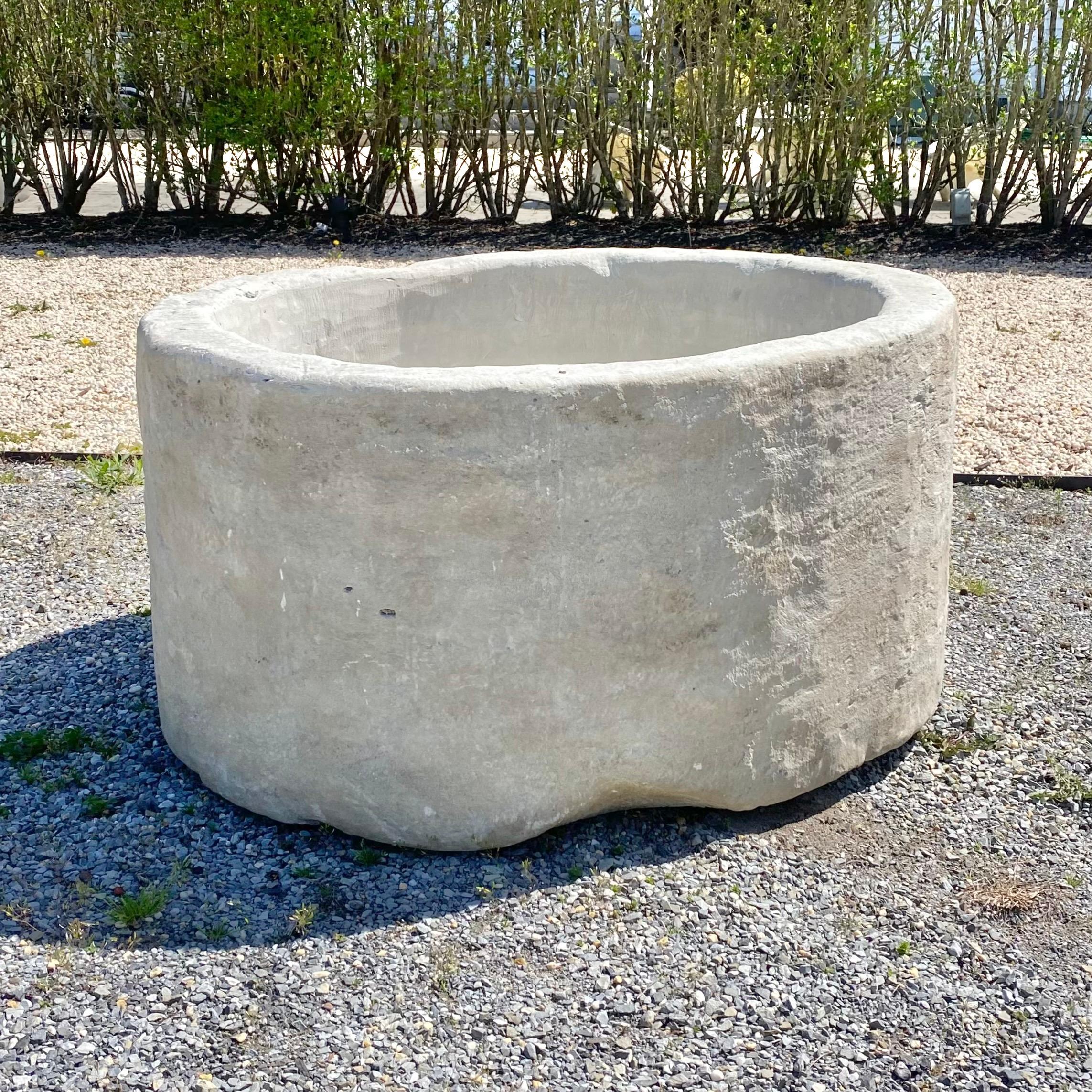 Contemporary Colossal Limestone Planter For Sale