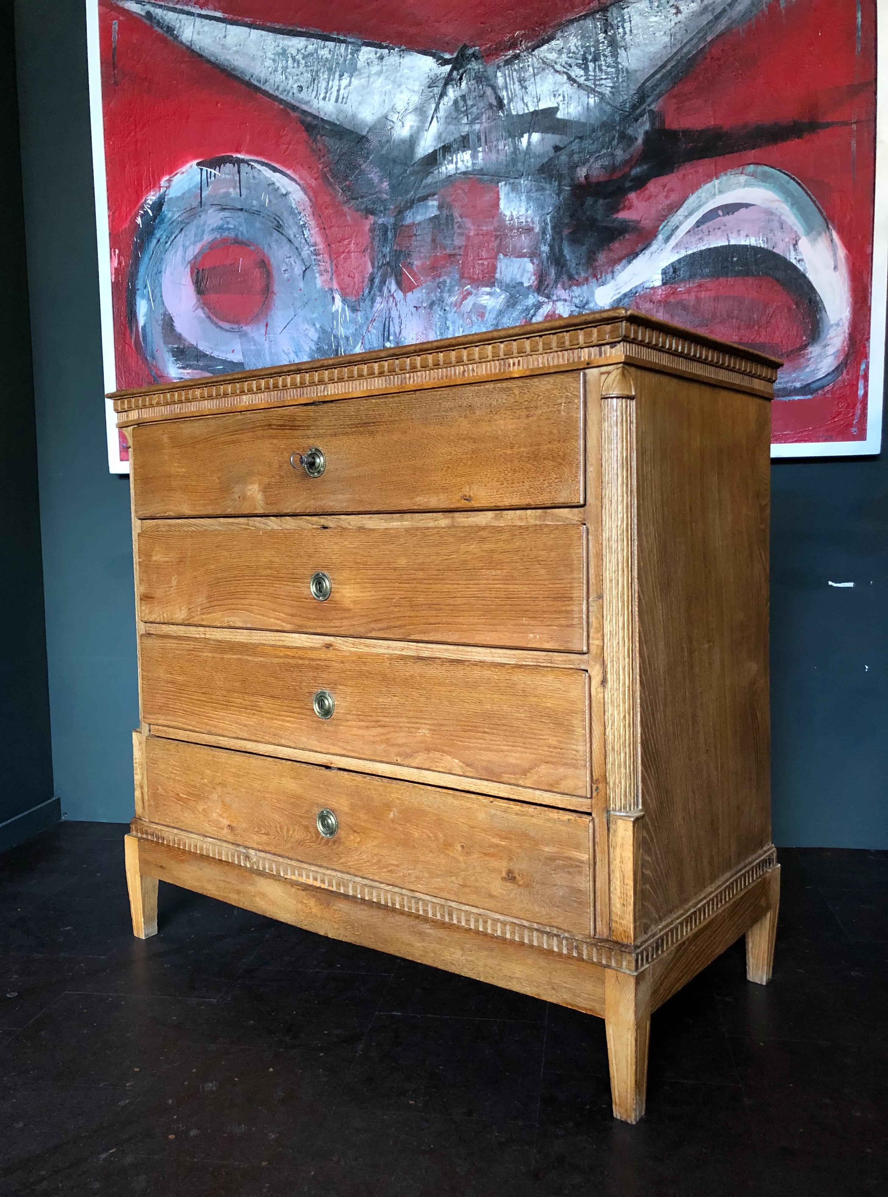 Colossal Louis XVI Scandinavian Chest of Drawers, Oak, circa 1800 In Fair Condition In London, GB