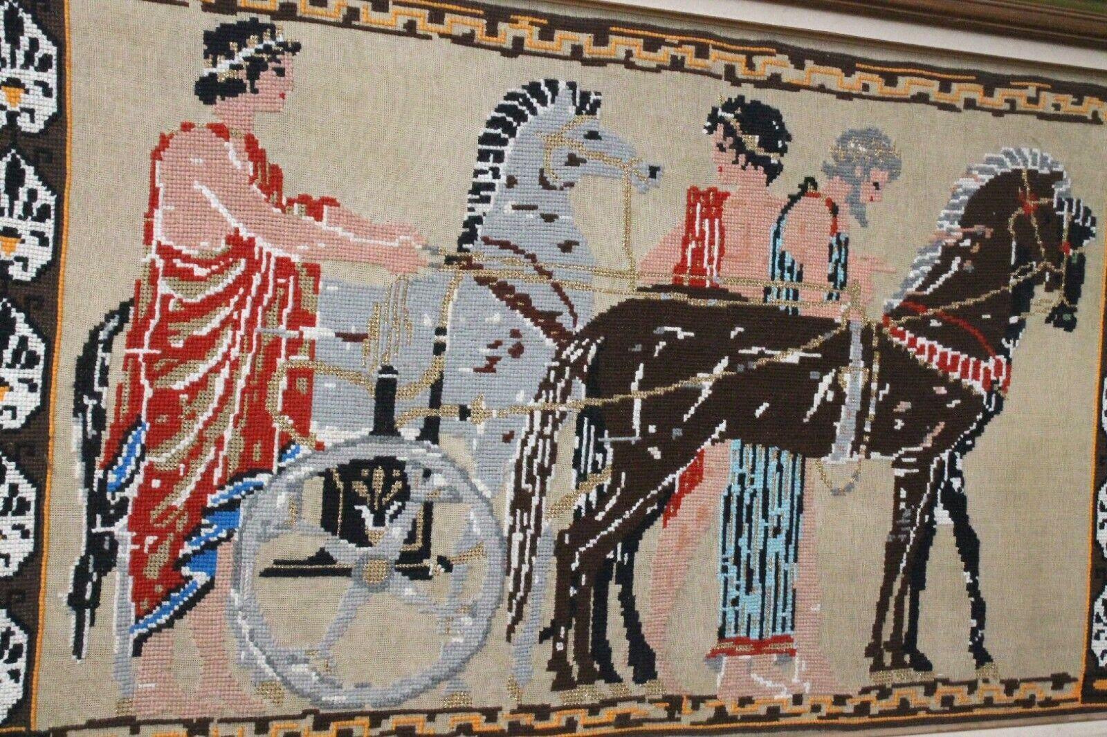 Hand-Woven COLOSSAL! MCM Greek Revival Tapestry! 1950s Frederic Weinberg Era Wall Art Decor For Sale