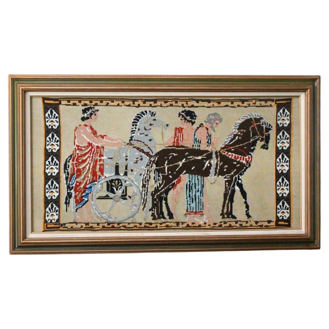 COLOSSAL! MCM Greek Revival Tapestry! 1950s Frederic Weinberg Era Wall Art Decor For Sale