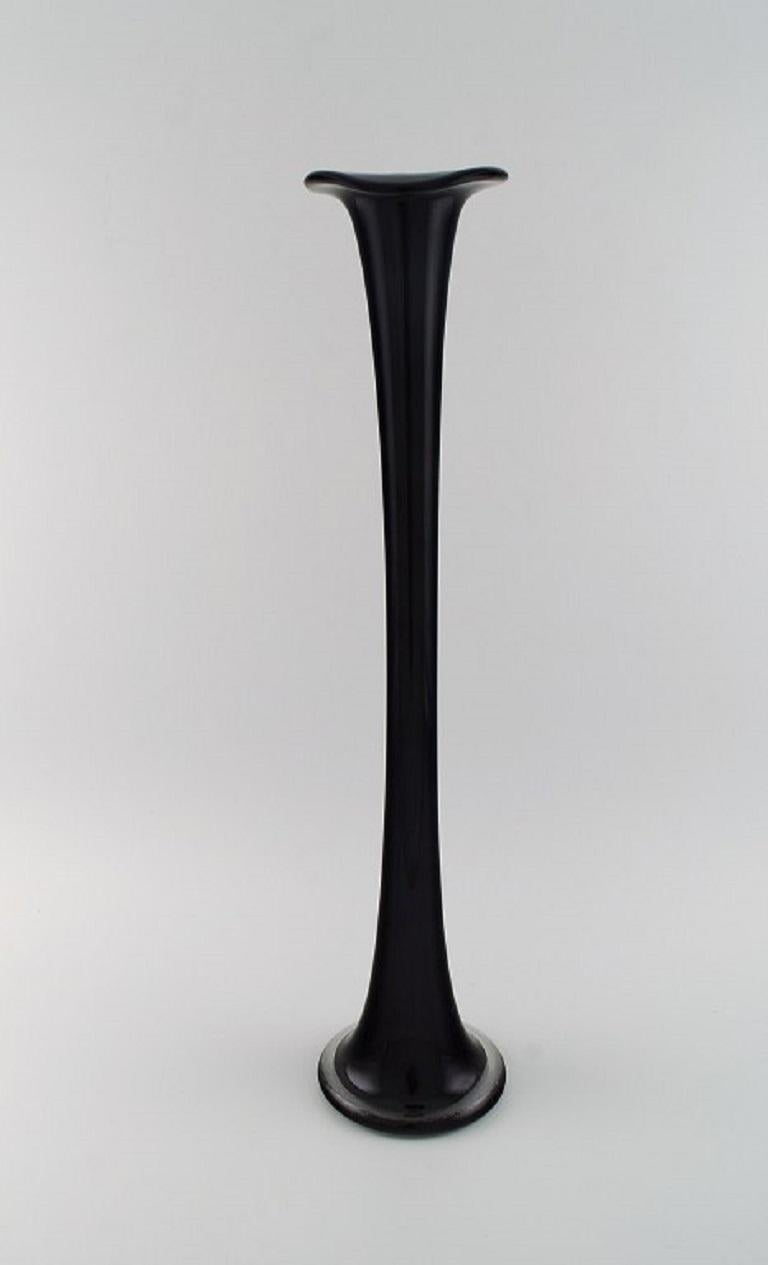 Colossal Murano-Stehlampe aus schwarzem Mouth-Blown-Kunstglas, italienisches Design, 1980er Jahre (Italienisch) im Angebot