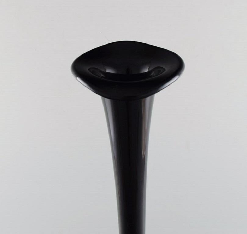 Late 20th Century Colossal Murano Floor Vase in Black Mouth-Blown Art Glass, Italian Design, 1980s For Sale