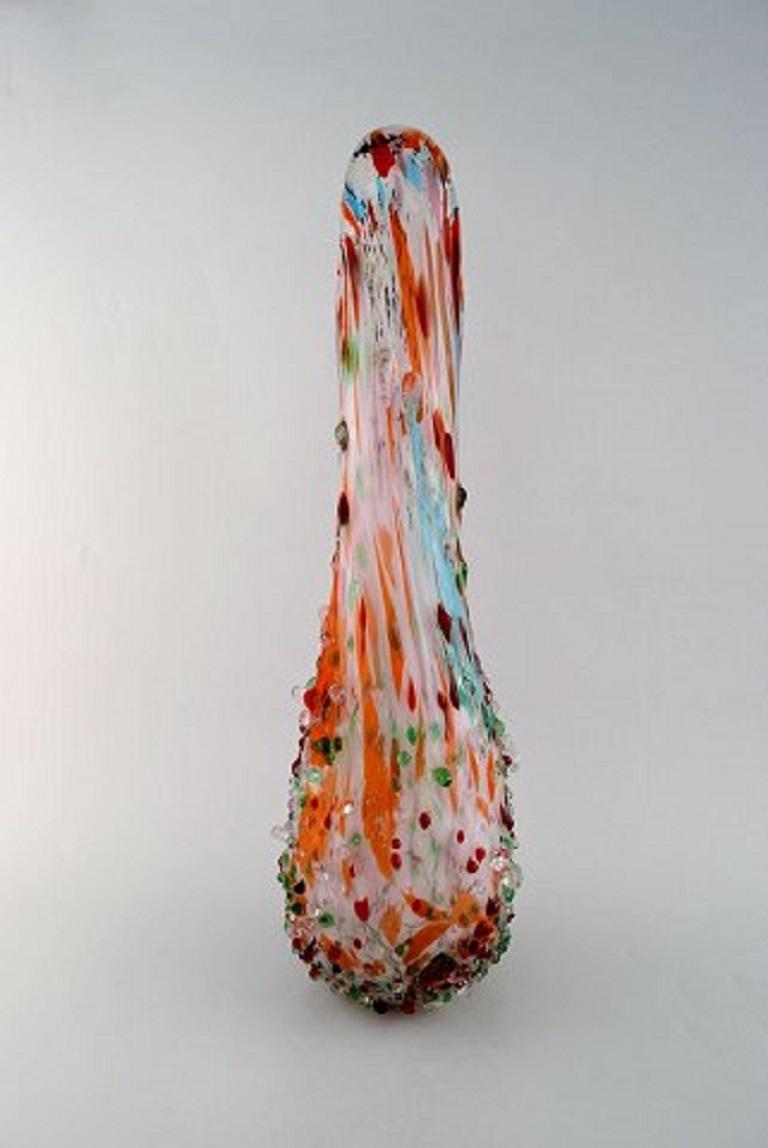 Mid-Century Modern Colossal Murano Floor Vase in Colorful Mouth Blown Art Glass, Budded Style 1960s