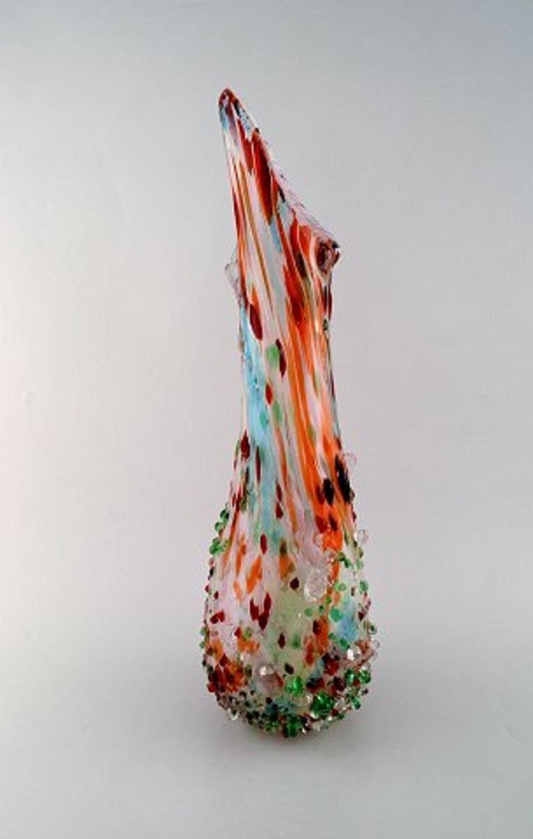 Italian Colossal Murano Floor Vase in Colorful Mouth Blown Art Glass, Budded Style 1960s