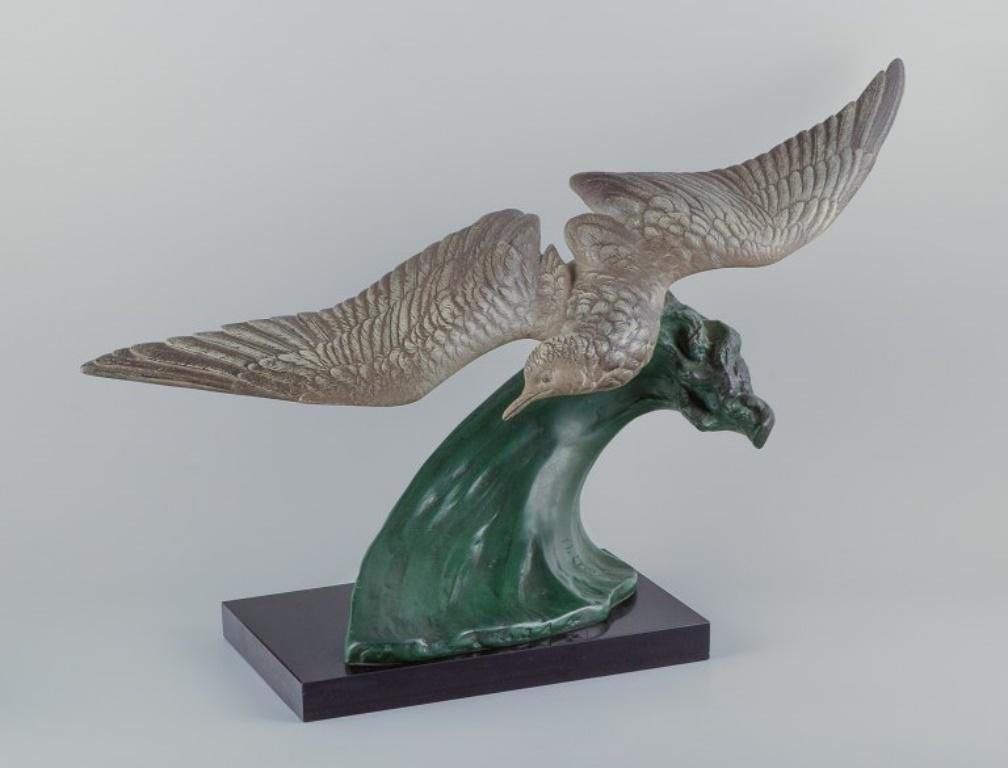 Colossal sculpture after Henry Lechesne (1811-1888). Bird with outstretched wings.
Mid-20th century.
Patinated metal on marble pedestal.
Signed H. Lechesne.
Dimensions: Width 72.0 cm, Height 42.0 cm.