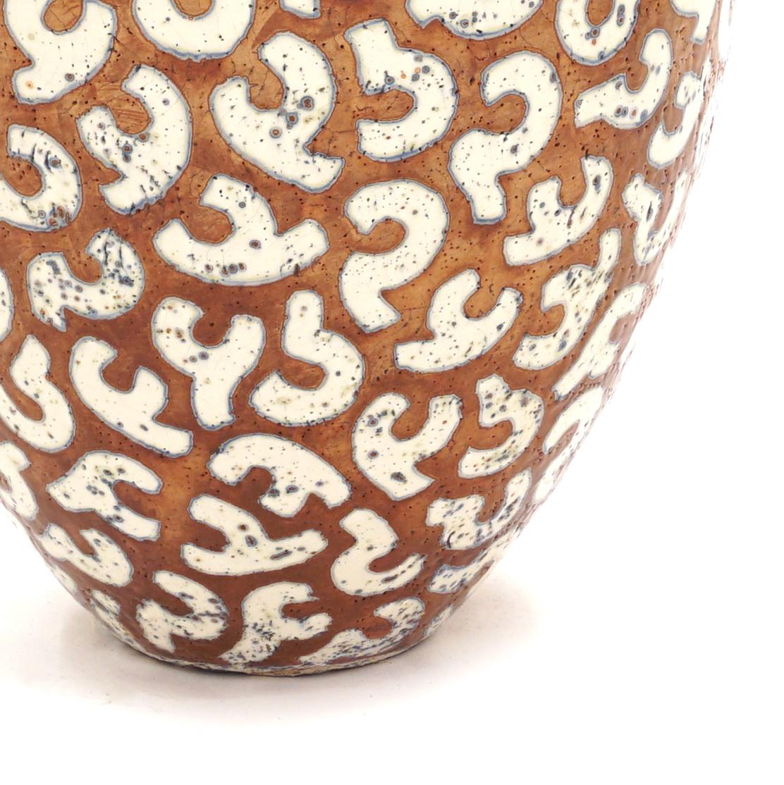 Modern Colossal stoneware Floor Vase with Windings in Relief by Per Weiss, Denmark