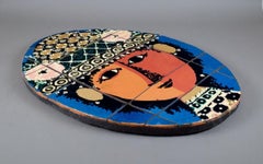 Colossal unique wall relief by Bjørn Wiinblad in ceramic tiles. Woman's face.