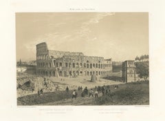 Colosseum and Arch of Constantine, Rome – Benoist 1869 Lithograph