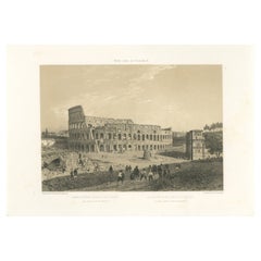 Colosseum and Arch of Constantine, Rome – Benoist 1869 Lithograph