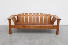 Canapé "Colosseum" de Stefan During avec dossier incurvé à lattes et banquette en cuir Brown