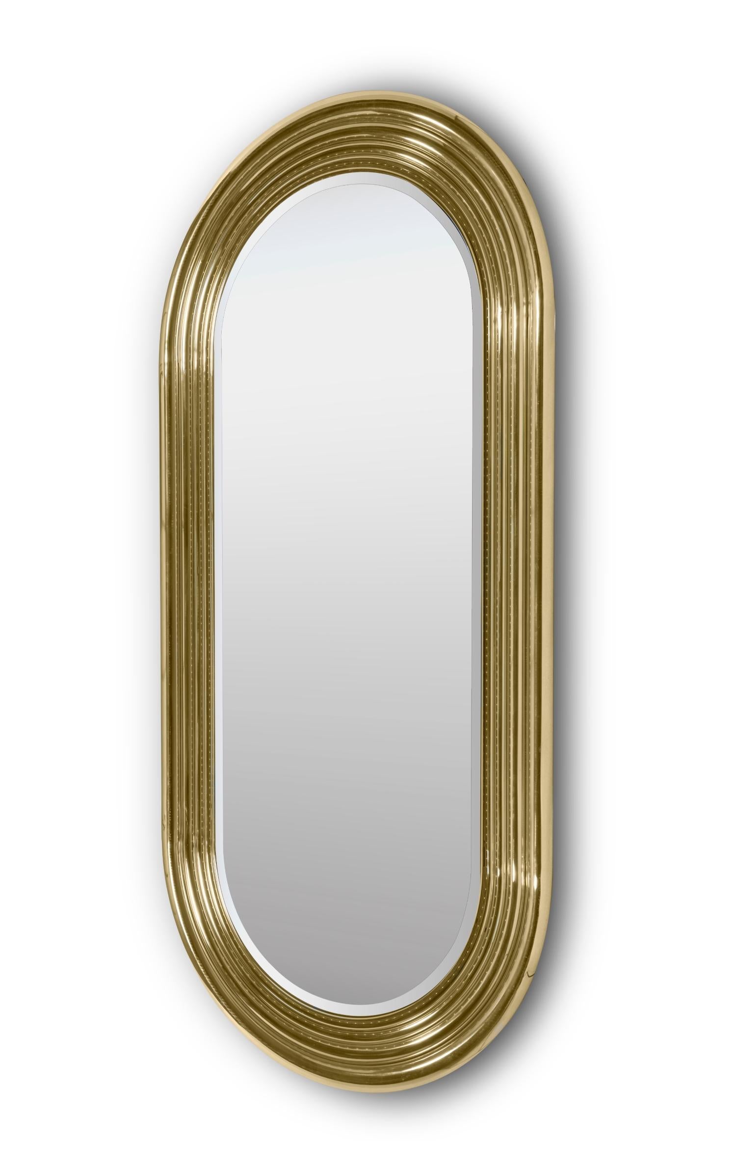 Modern Colosseum Mirror with Polished Brass Tubes