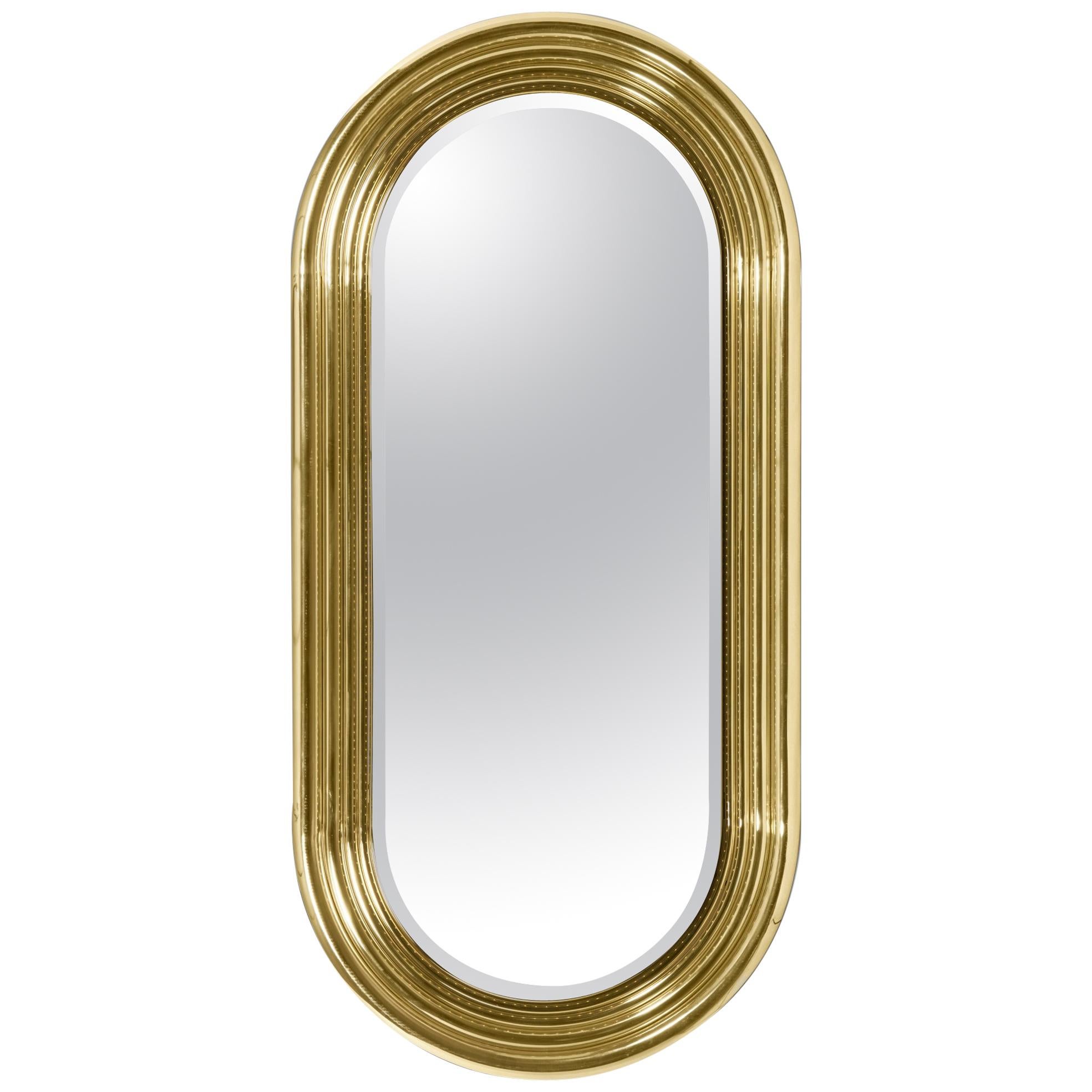 Colosseum Mirror with Polished Brass Tubes