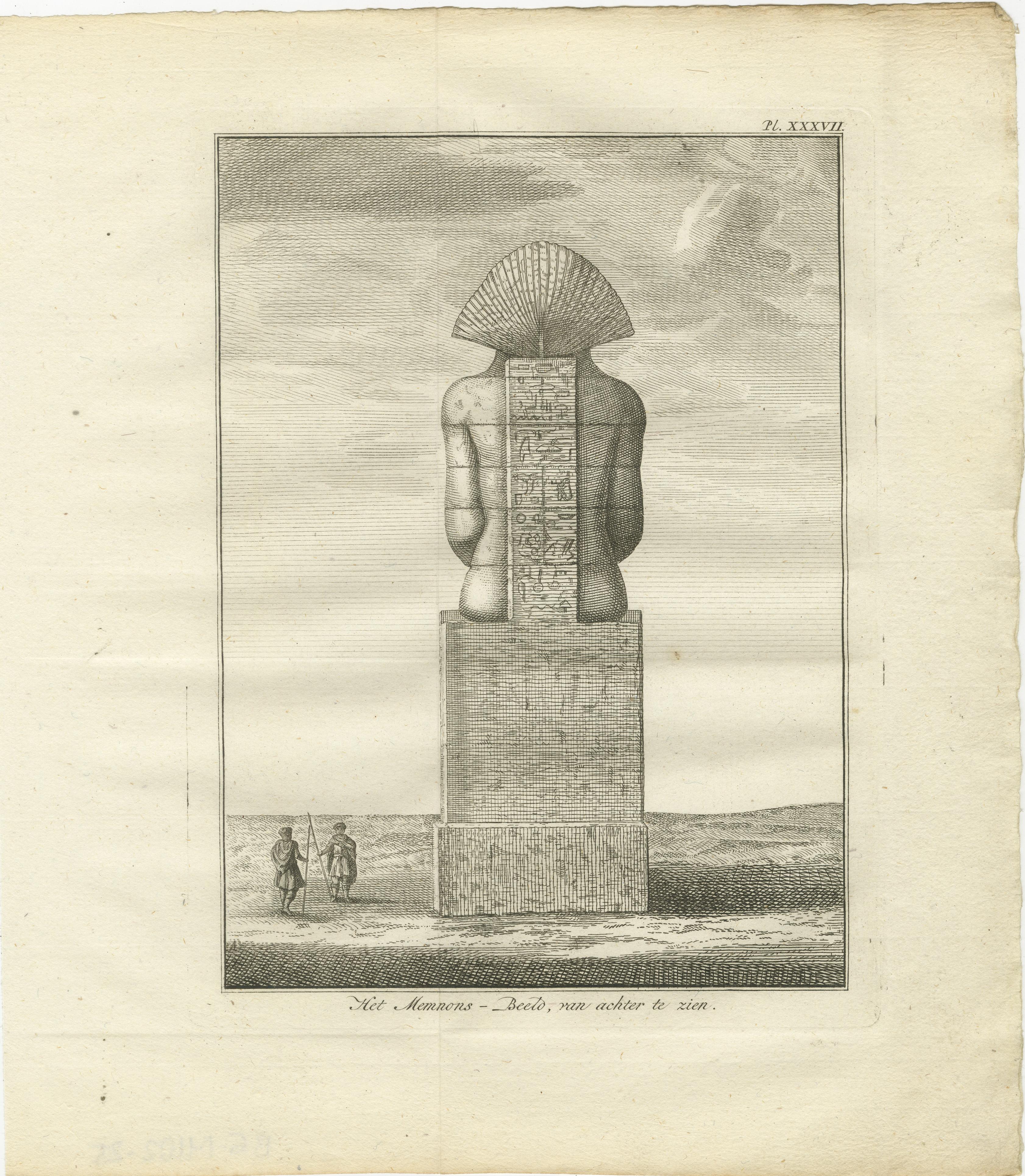 Olandese Colosso di Memnon a Tebe, Egitto - Viste anteriori e posteriori antiche, 1776 ca. in vendita