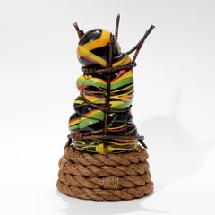 Colour-Blind 3, handblown glass, copper & rope mixed-media artwork by Chris Day