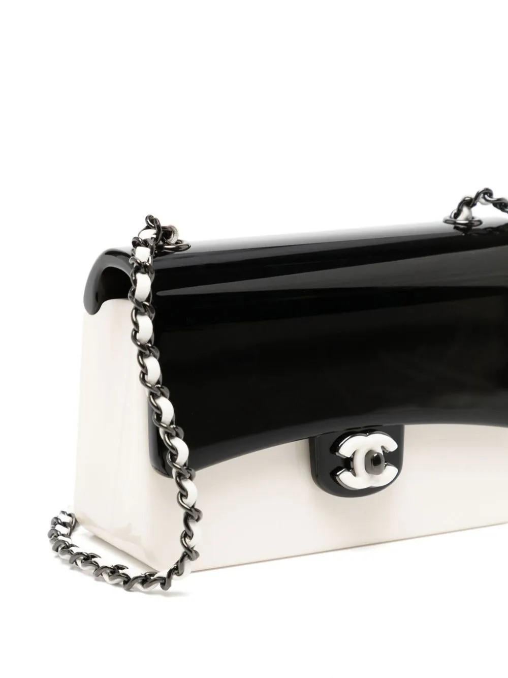 Black Colour-Block Flap Bag Minaudière For Sale