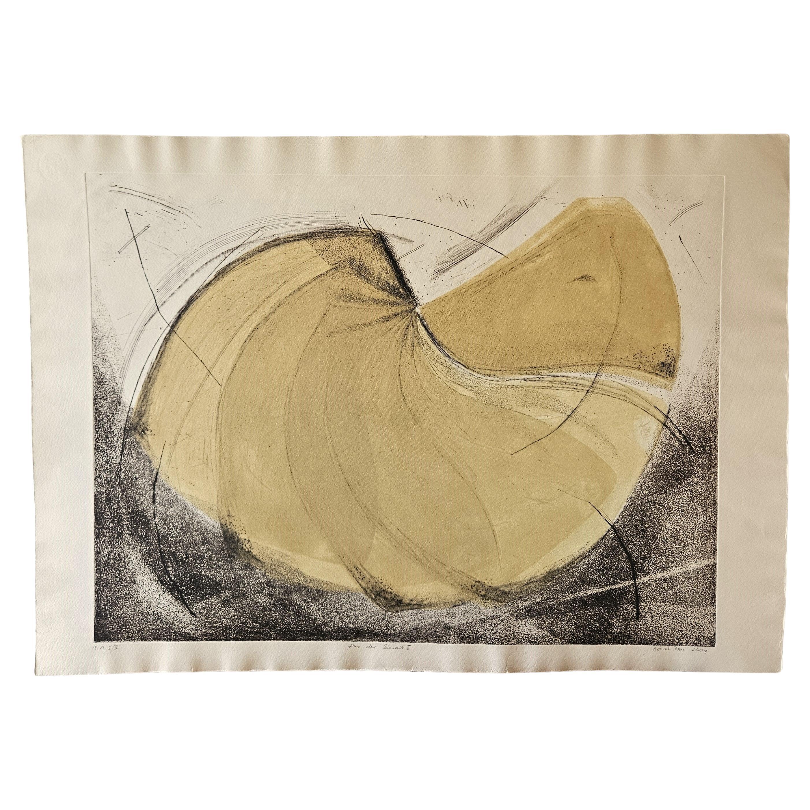Künstlerin Antonia Dombrowsky 
Farbradierung  -  Aus der Edenzeit II
E.A.   Etat Genehmigen  I / X    2003
Dimension 
Höhe 56 cm / 22,04 Zoll
Breite  78 cm /  30,70 Zoll

Biographie des Künstlers
1935 Geboren in Düsseldorf  
1953-57 Studium der