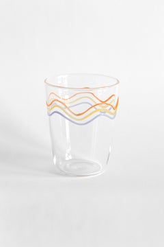 Colour Waves, Contemporary Blown Water Glass with Decorative Details