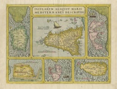 Carte ancienne colore de la Sicile, de la Sardaigne, du Corfu, de l'Elba, de Malte et de Zerbi (Jerba)