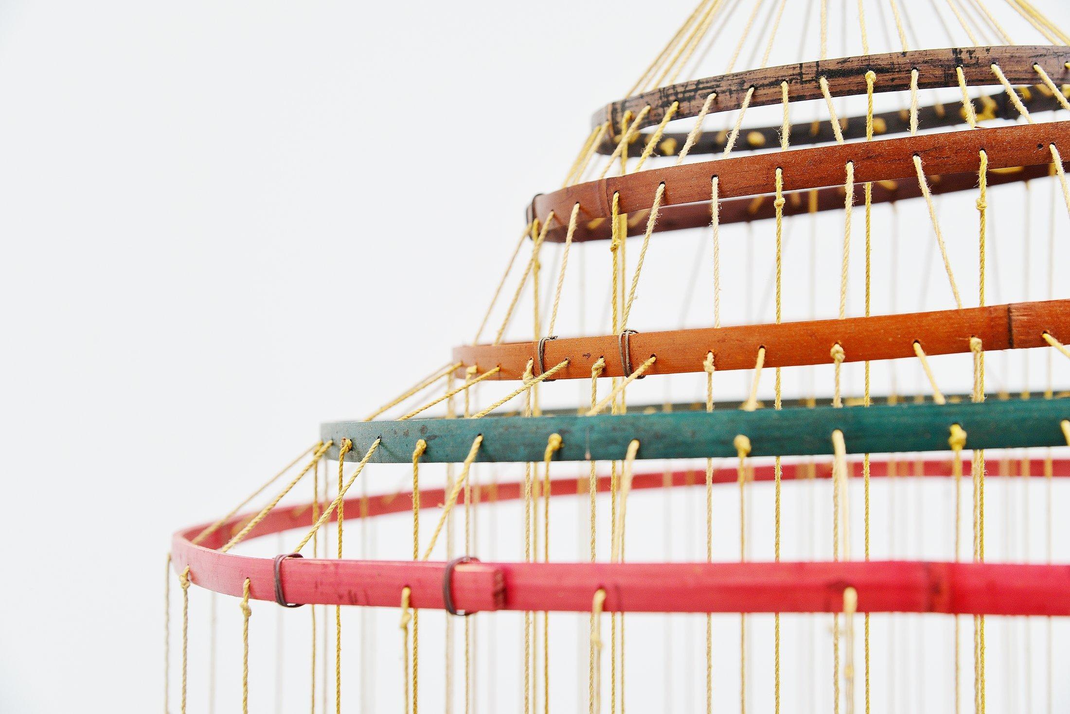 Colored Bamboo Mobile Sculpture, Holland, 1960 In Good Condition In Etten-Leur, NL
