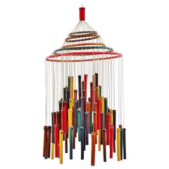 Scultura mobile in bambù colorato, Olanda, 1960