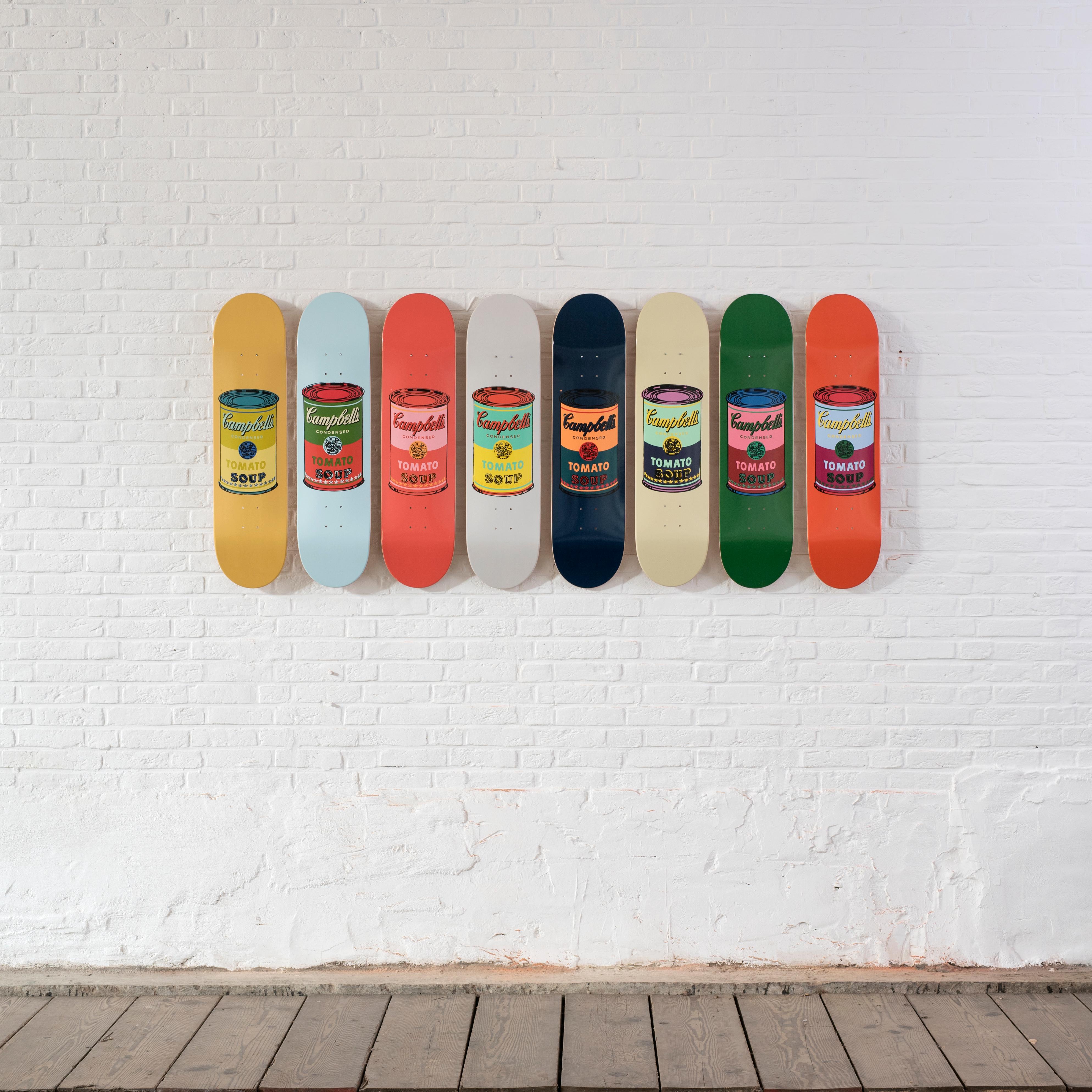 Set of 8 skateboard decks
7-ply Canadian Maplewood with screen-print
Measures: 31 h. x 8 inches
mounting hardware included
open edition (screen-printed signature)
The Andy Warhol Foundation for the Visual Arts, Inc.
Produced by The