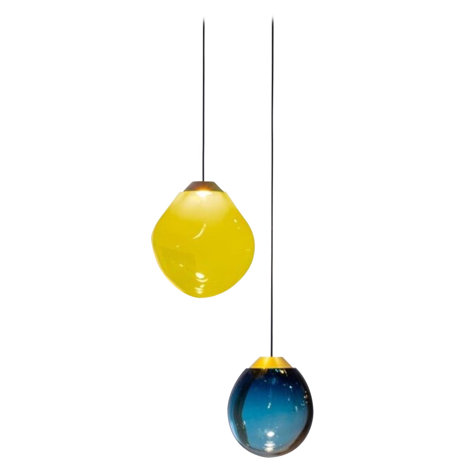 Coloured Double Momentum Blown Glass Pendants by Alex de Witte For Sale