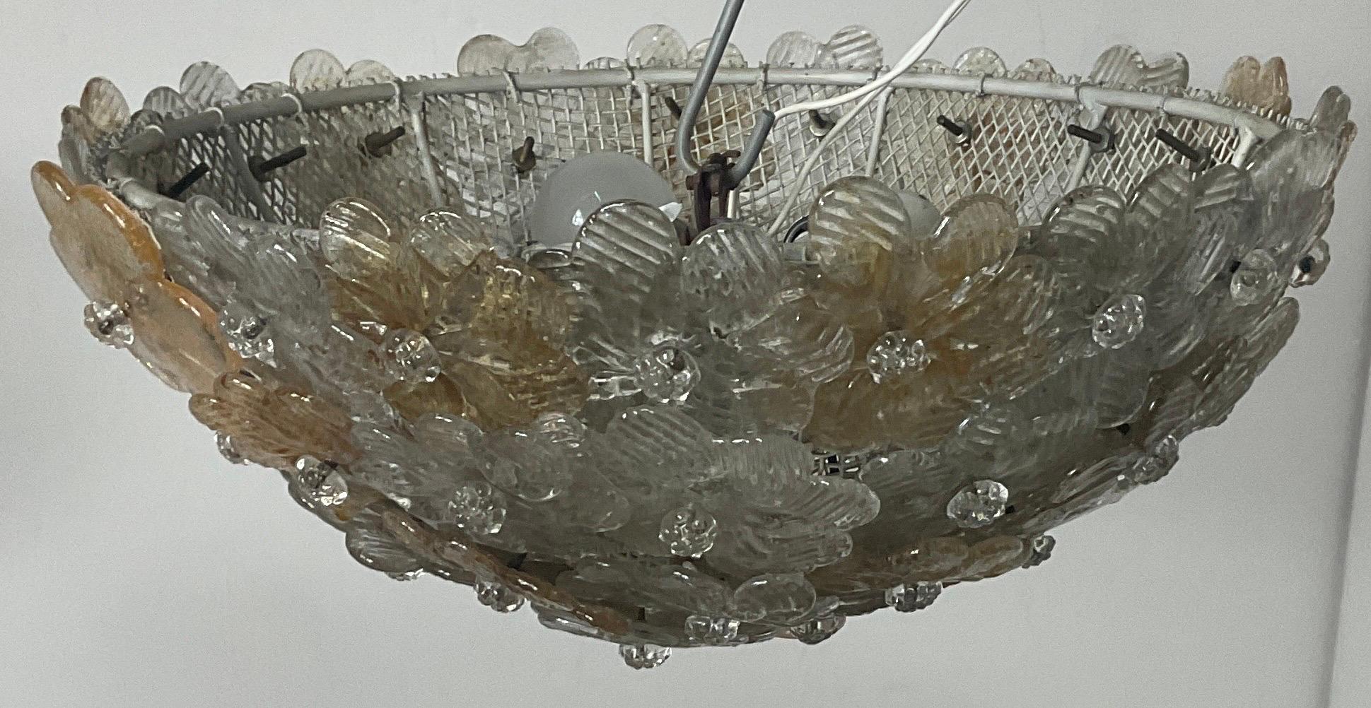Coloured glass ceiling light attributable to Seguso from the 60s For Sale 6