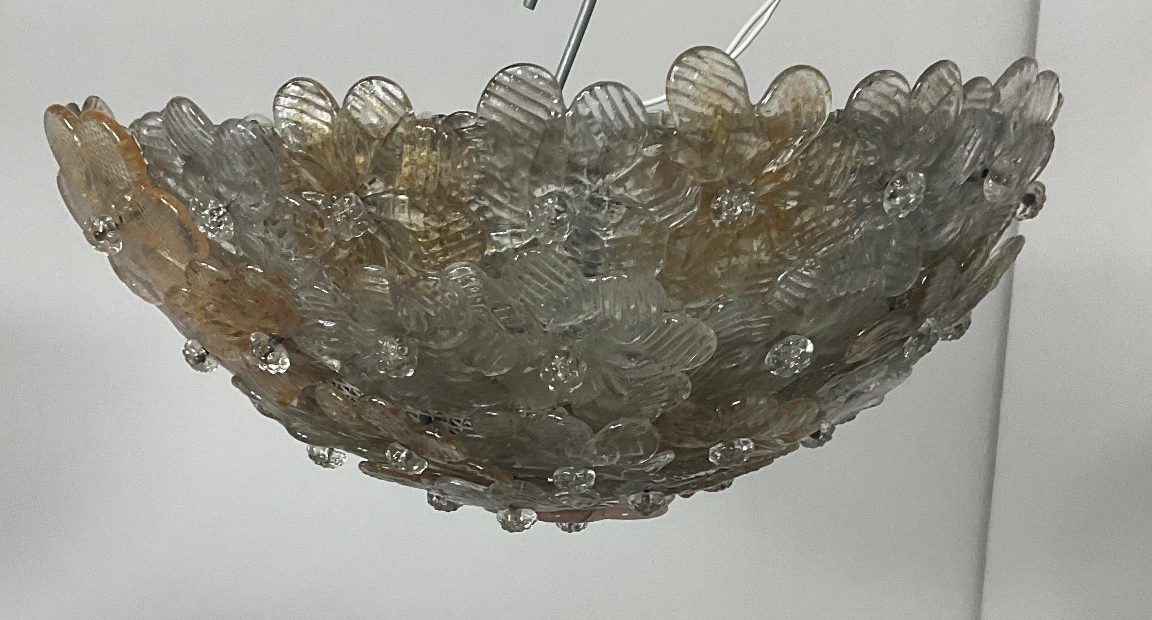Coloured glass ceiling light attributable to Seguso from the 60s For Sale 7