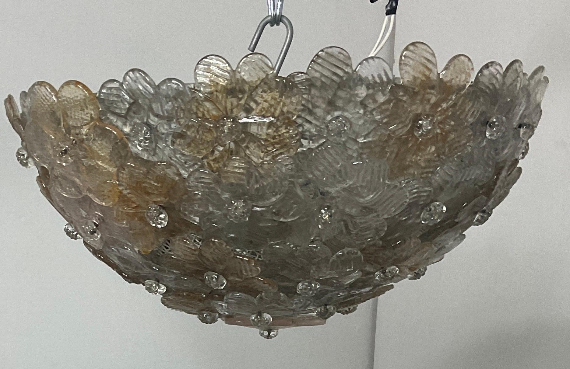 Coloured glass ceiling light attributable to Seguso from the 60s For Sale 10