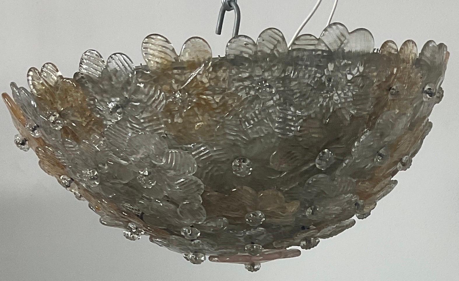 Coloured glass ceiling light attributable to Seguso from the 60s For Sale 11