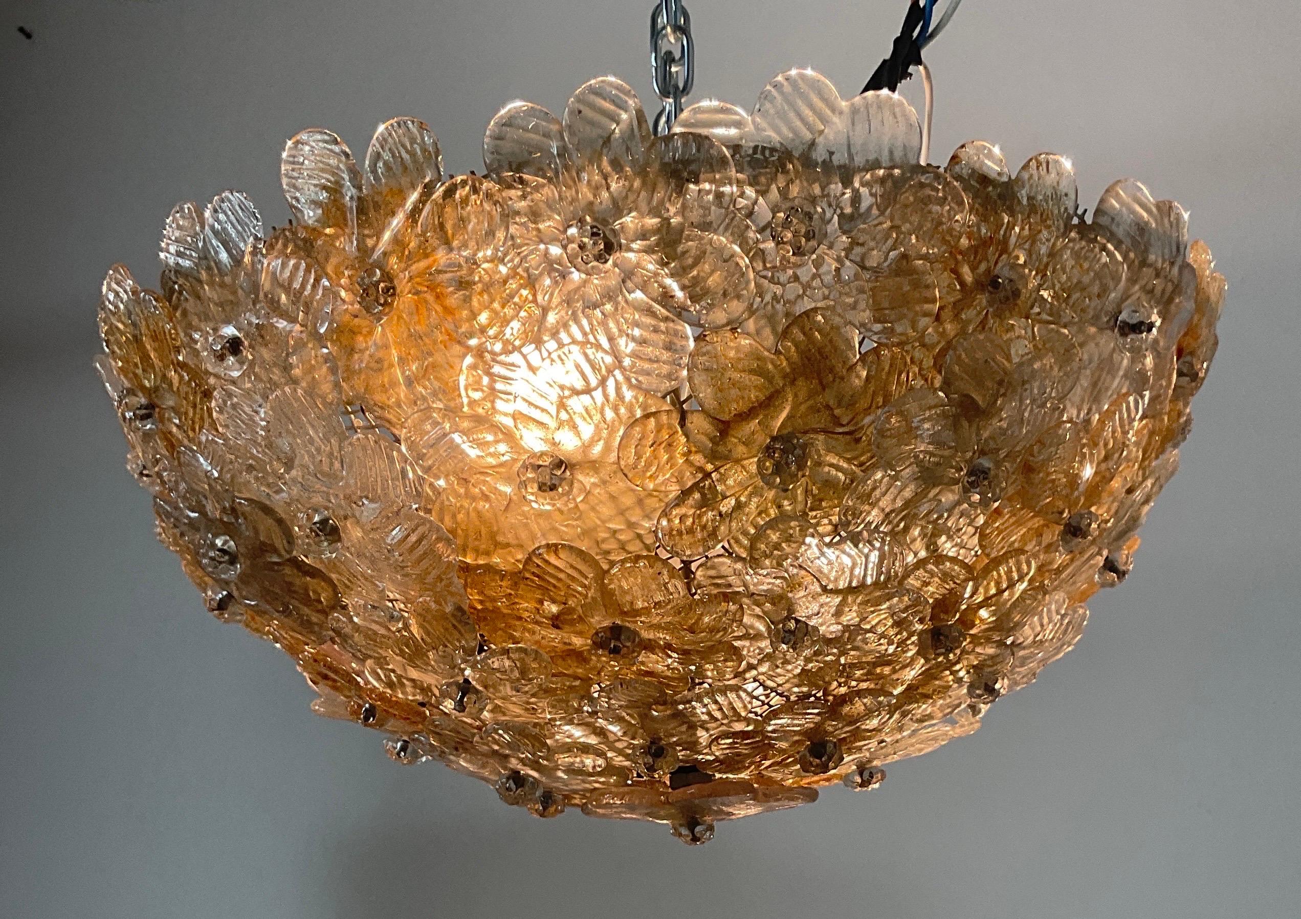 Italian Coloured glass ceiling light attributable to Seguso from the 60s For Sale