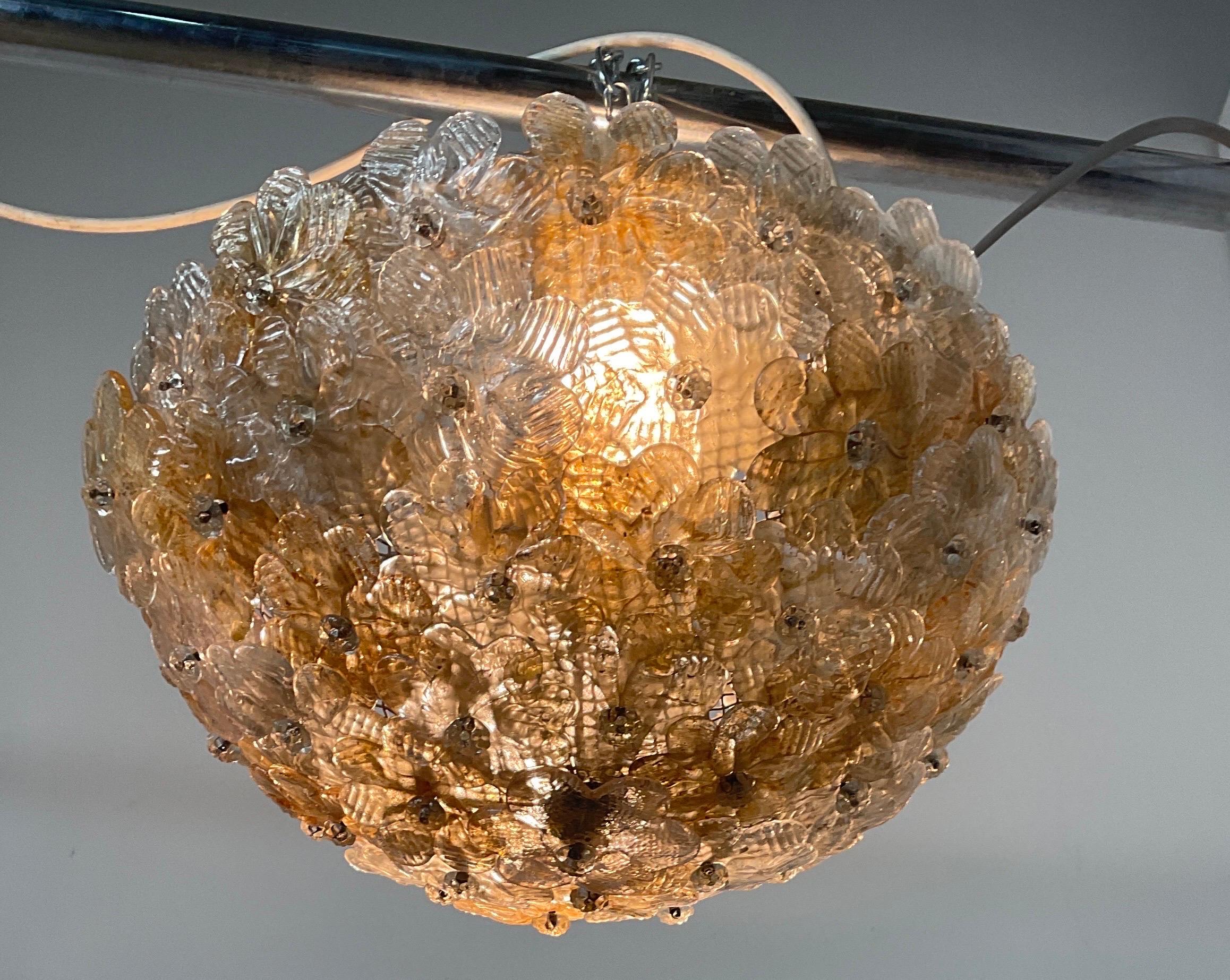 Coloured glass ceiling light attributable to Seguso from the 60s In Good Condition For Sale In Catania, IT