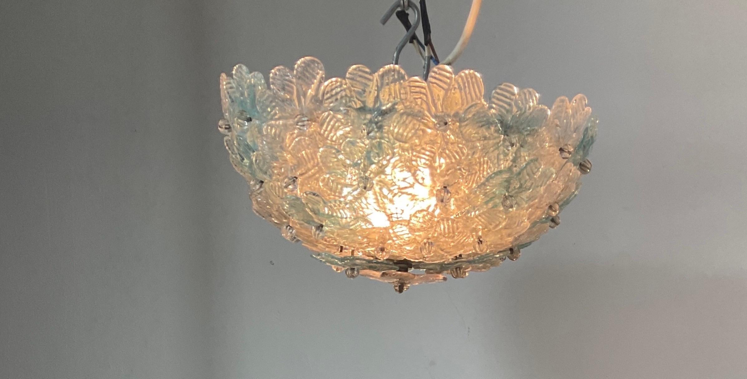 Italian Coloured glass ceiling light attributable to Seguso of the 60s For Sale