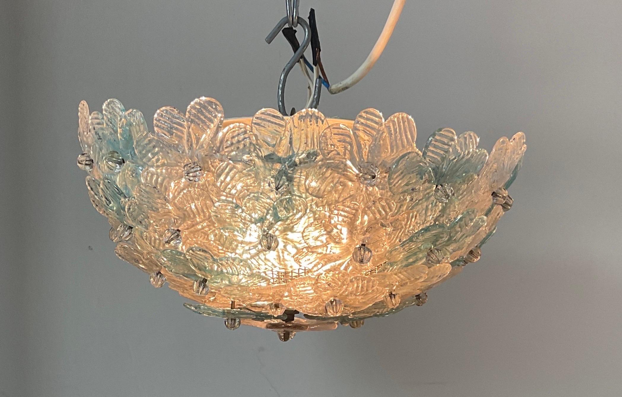 Mid-20th Century Coloured glass ceiling light attributable to Seguso of the 60s For Sale
