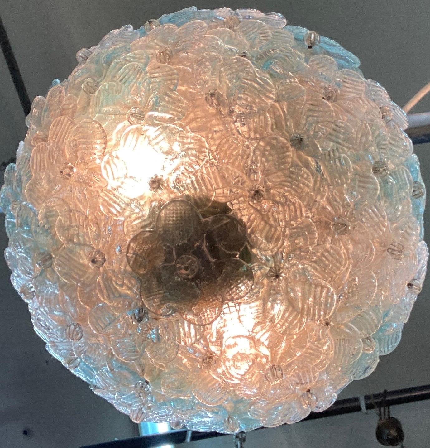 Glass Coloured glass ceiling light attributable to Seguso of the 60s For Sale